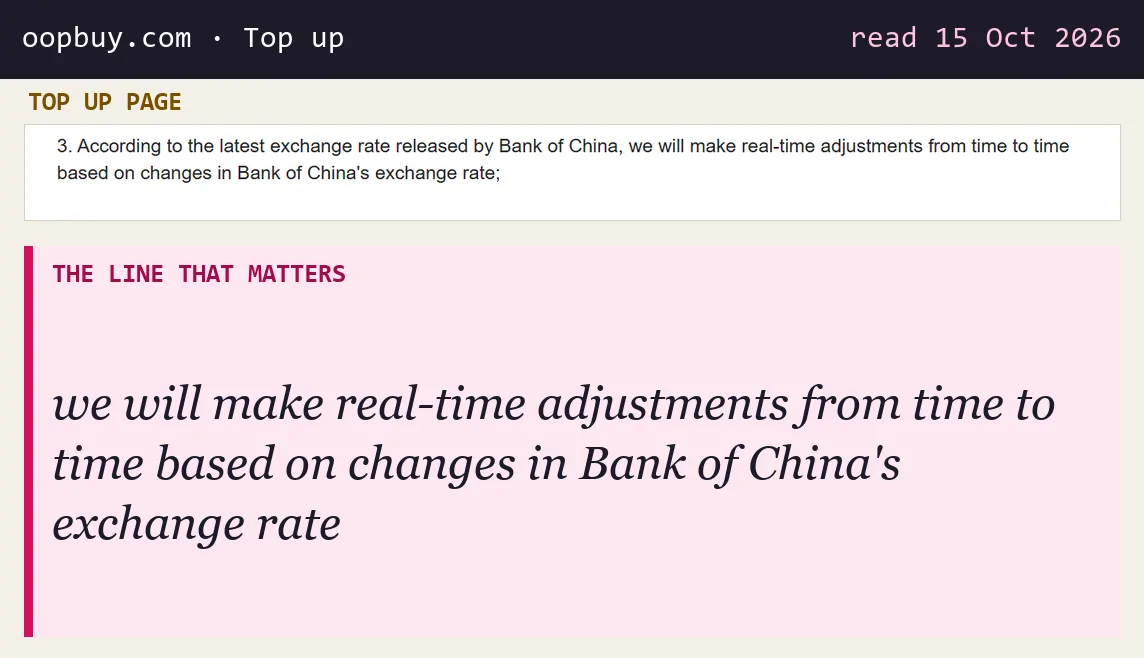 Top up page line: the rate is adjusted from time to time based on changes in Bank of China's exchange rate