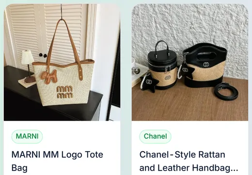 Bags product listing examples