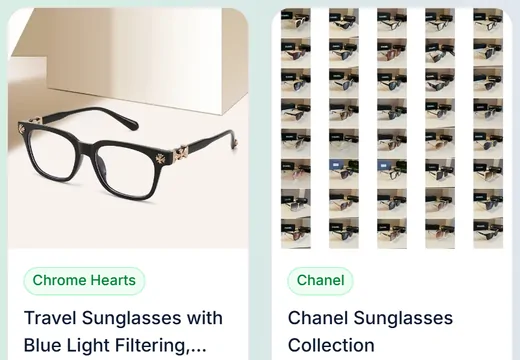 Eyewear product listing examples