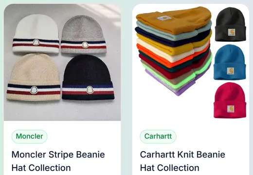 Hats product listing examples