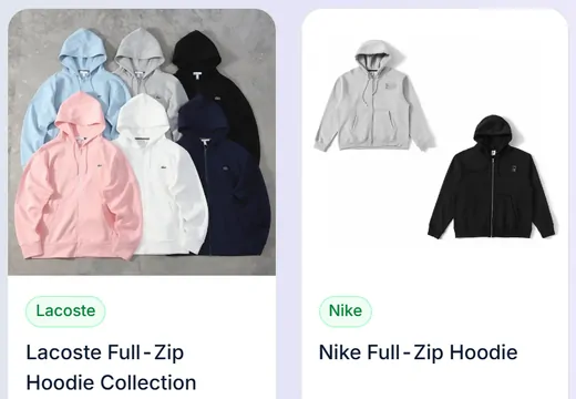 Hoodies product listing examples