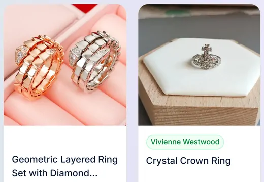 Jewellery product listing examples