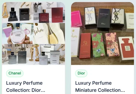 Perfume product listing examples